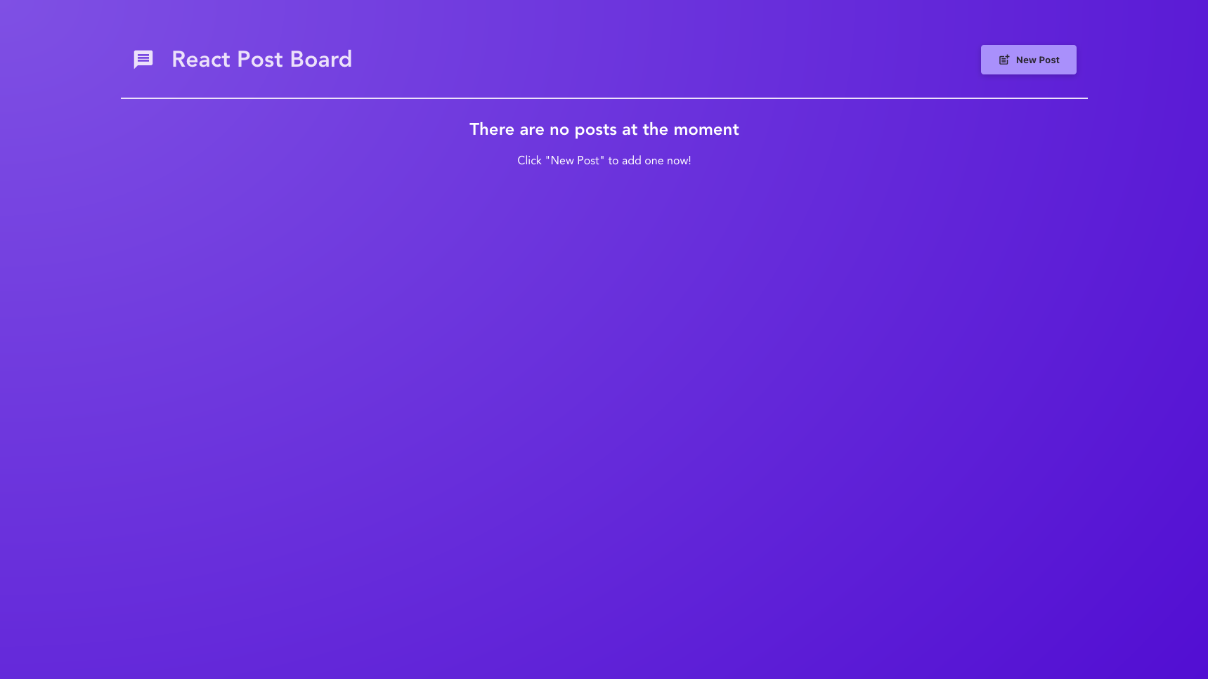 Screenshot of react post board website